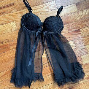 Victoria's Secret Black Lace Babydoll